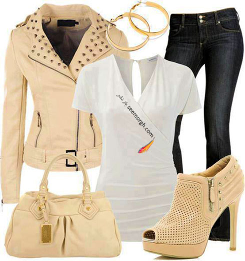 ست لباس کرم سفید پاییزی به انتخاب سایت polyvore