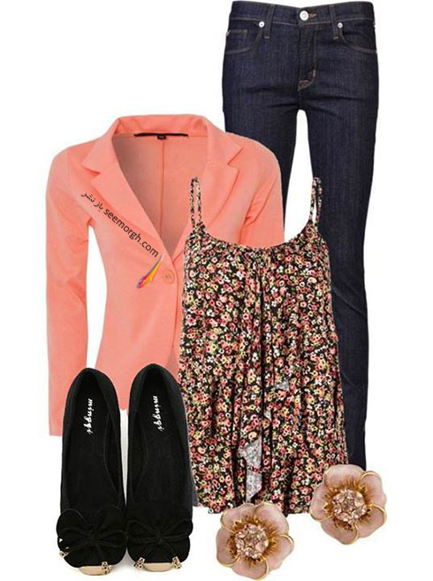 ست لباس صورتی سورمه ای پاییزی به انتخاب سایت polyvore
