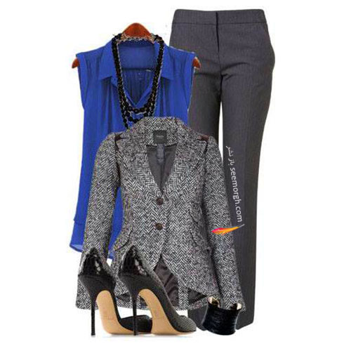 ست لباس ذغالی آبی پاییزی به انتخاب سایت polyvore