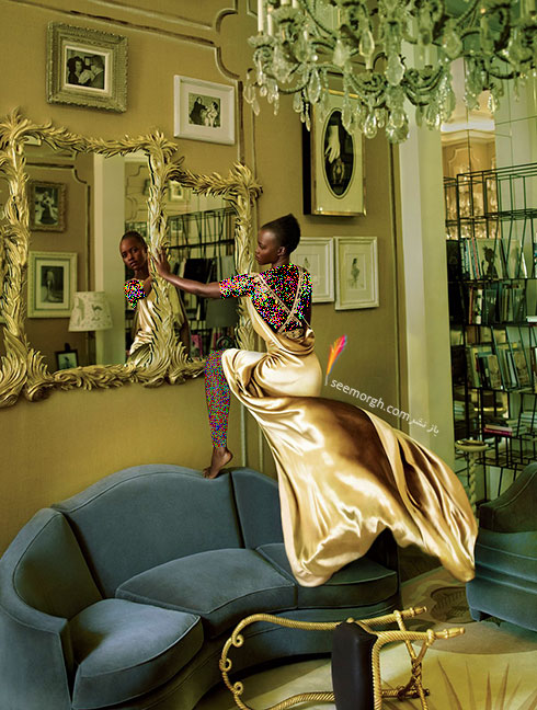 جدیدترین عکس لوپیتا نیونگو Lupita Nyong'o با پیراهن طلایی برای جلد مجله ووگ Vogue