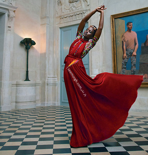 جدیدترین عکس لوپیتا نیونگو Lupita Nyong'o با لباس قرمز برای جلد مجله ووگ Vogue