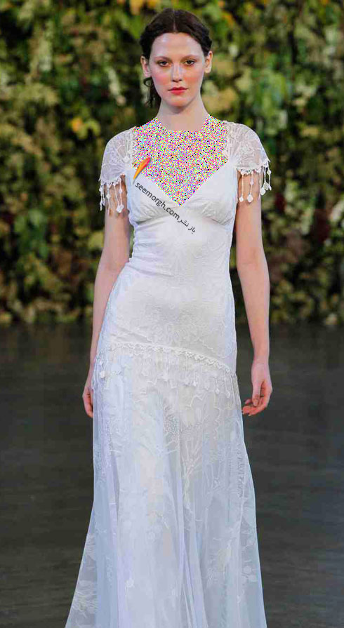لباس عروس حاشیه دار بلند از برند کارلی پتیبون Claire Pettibone