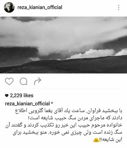 اصلاح خبر مرگ سگ حبیب