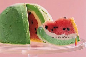 تزئین هندوانه شب یلدا با کیک طعم دار و بستنی