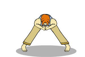 حرکات یوگا - حرکت خم به جلو در حالت ایستاده ( Stand Spread Leg Forward Fold )
